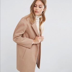 Tan cocoon boyfriend coat sz 0